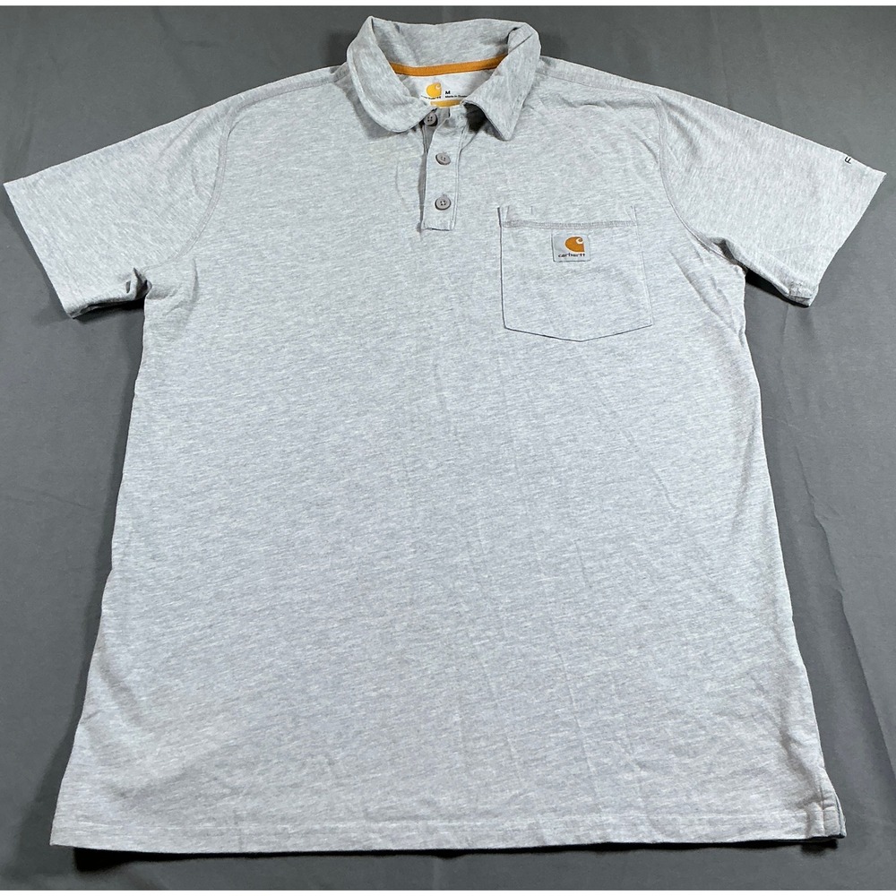 Carhartt Mens Relaxed Fit Short Sleeve Pocket Polo Shirt Heather Gray M 103569